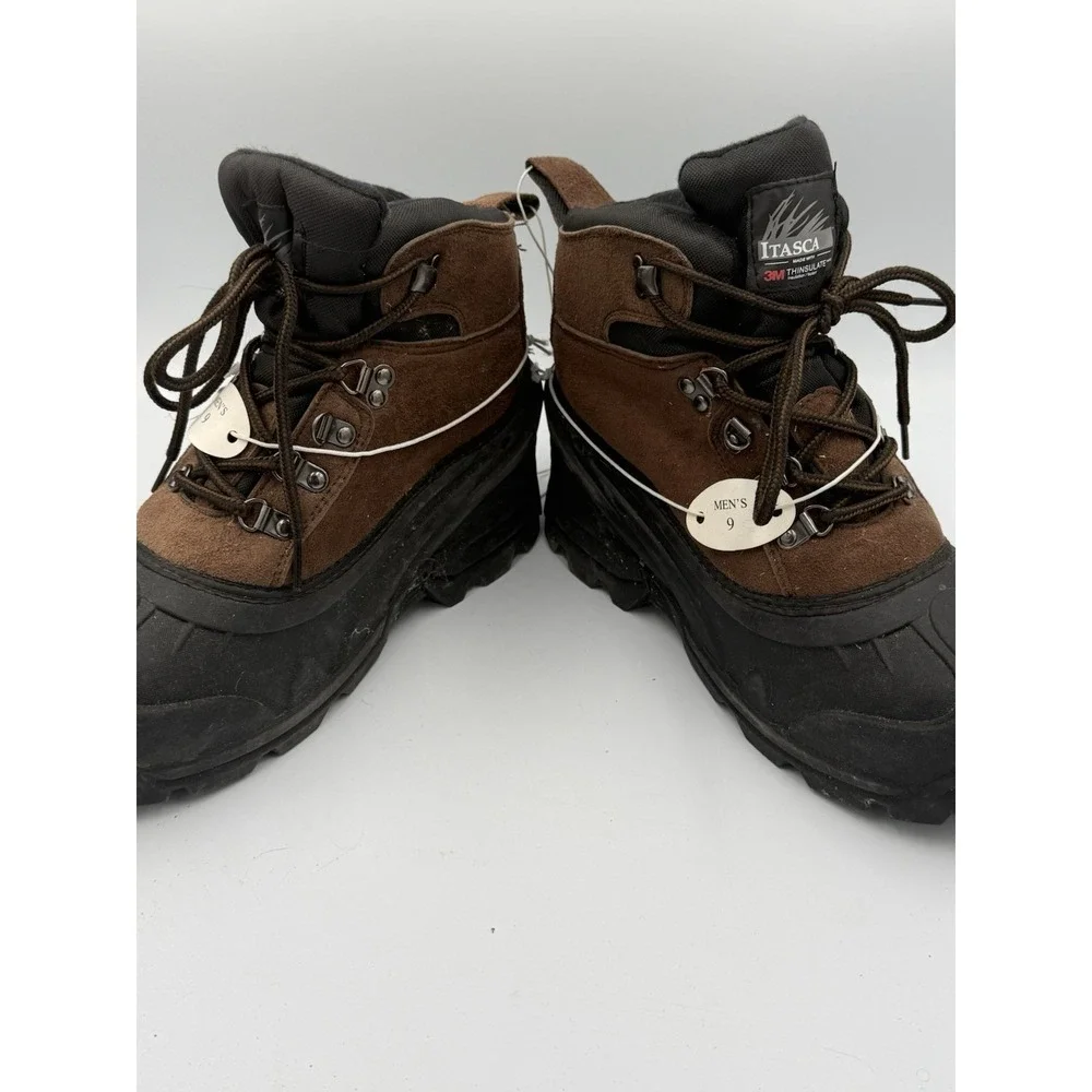 Itasca Windsor Thinsulate Winter Snow Boots Brown Leather Men's Size 9